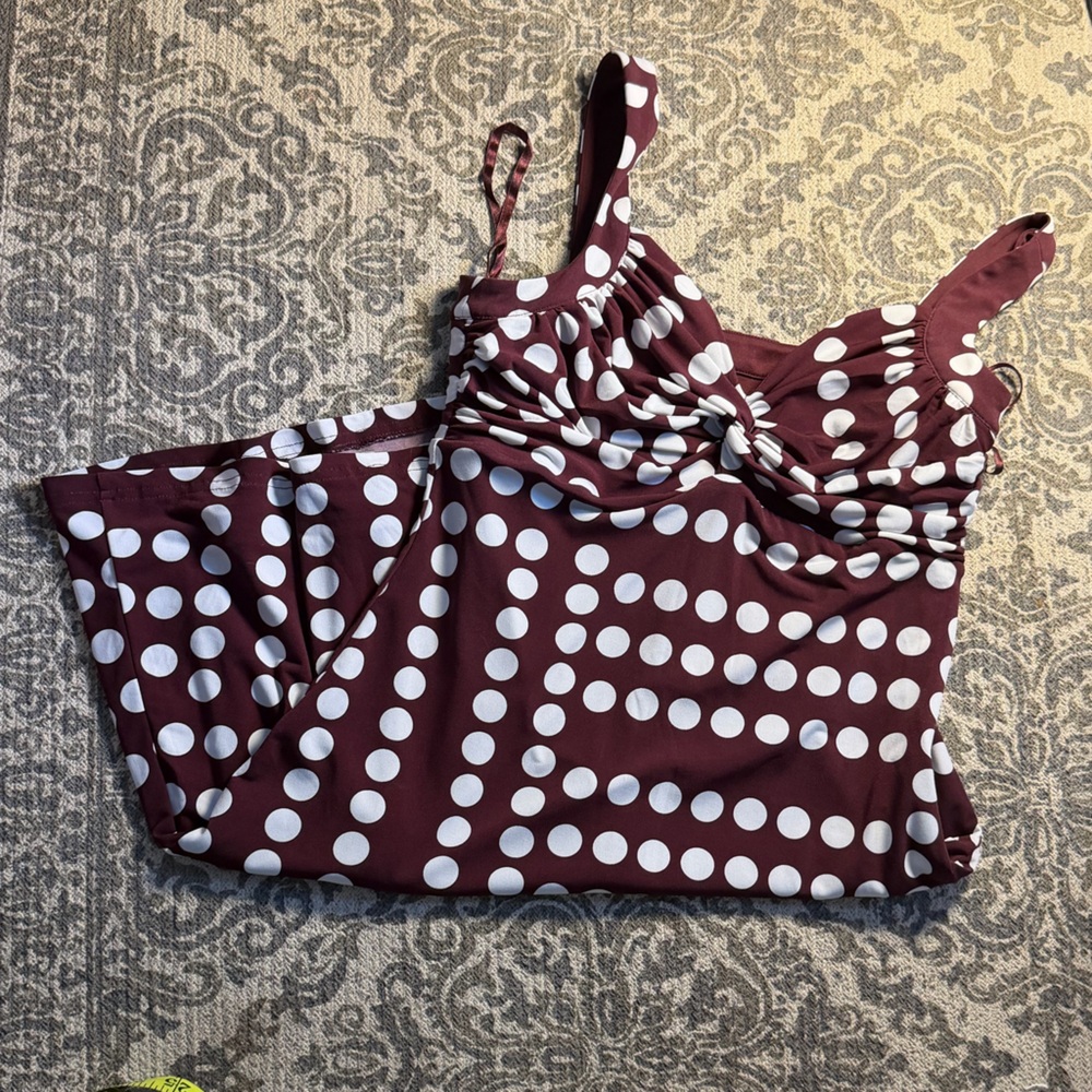 White House Black Market Burgundy Polka Dot Dress